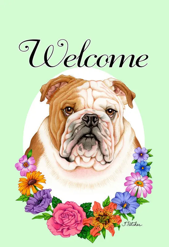 Bulldog - Best of Breed Welcome Flowers Garden Flag .. Best of Breed