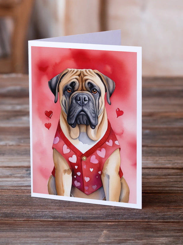 Bullmastiff My Valentine Greeting Cards Pack of 8 Caroline's Treasures