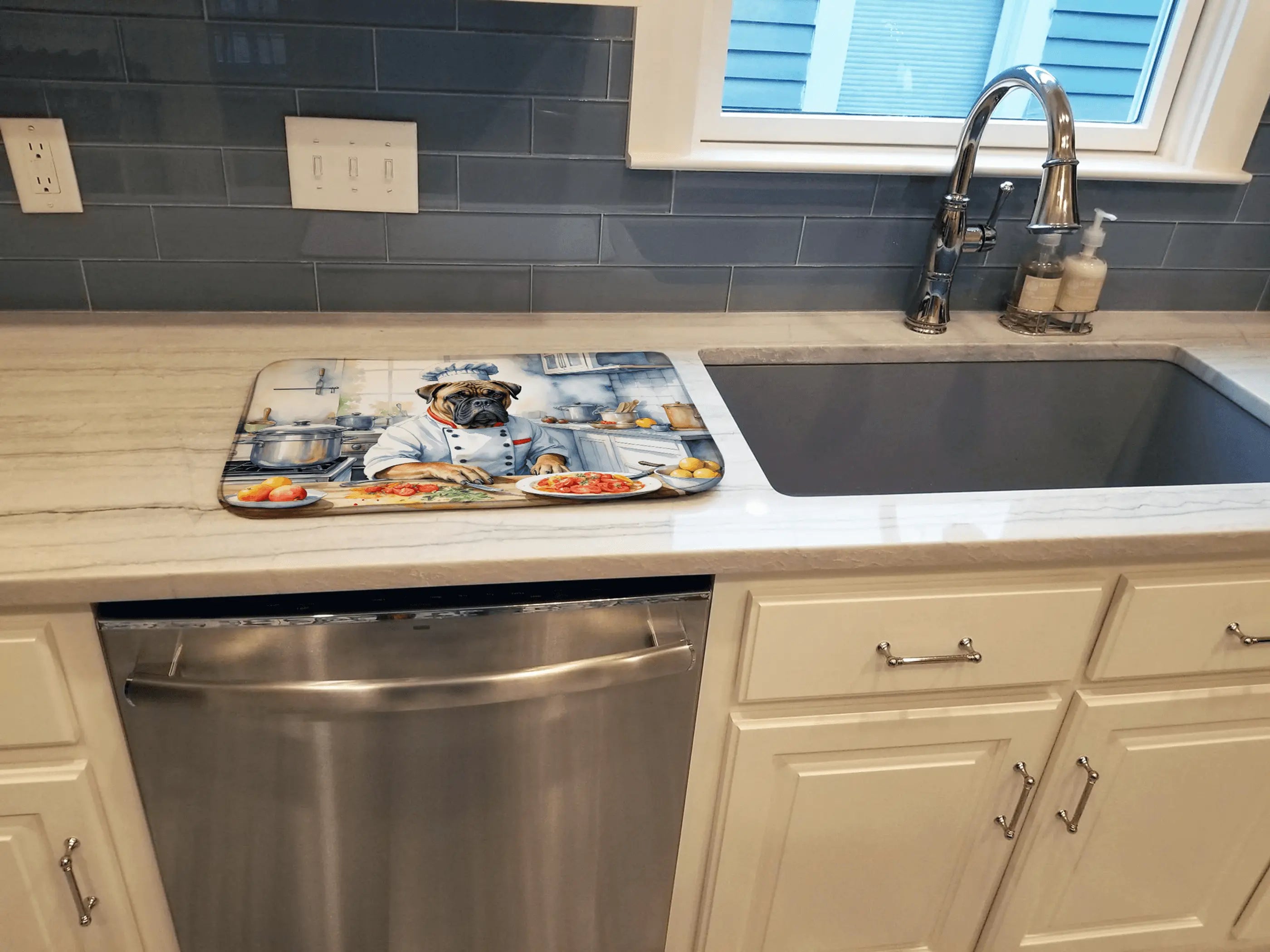 Bullmastiff The Chef Dish Drying Mat Caroline's Treasures