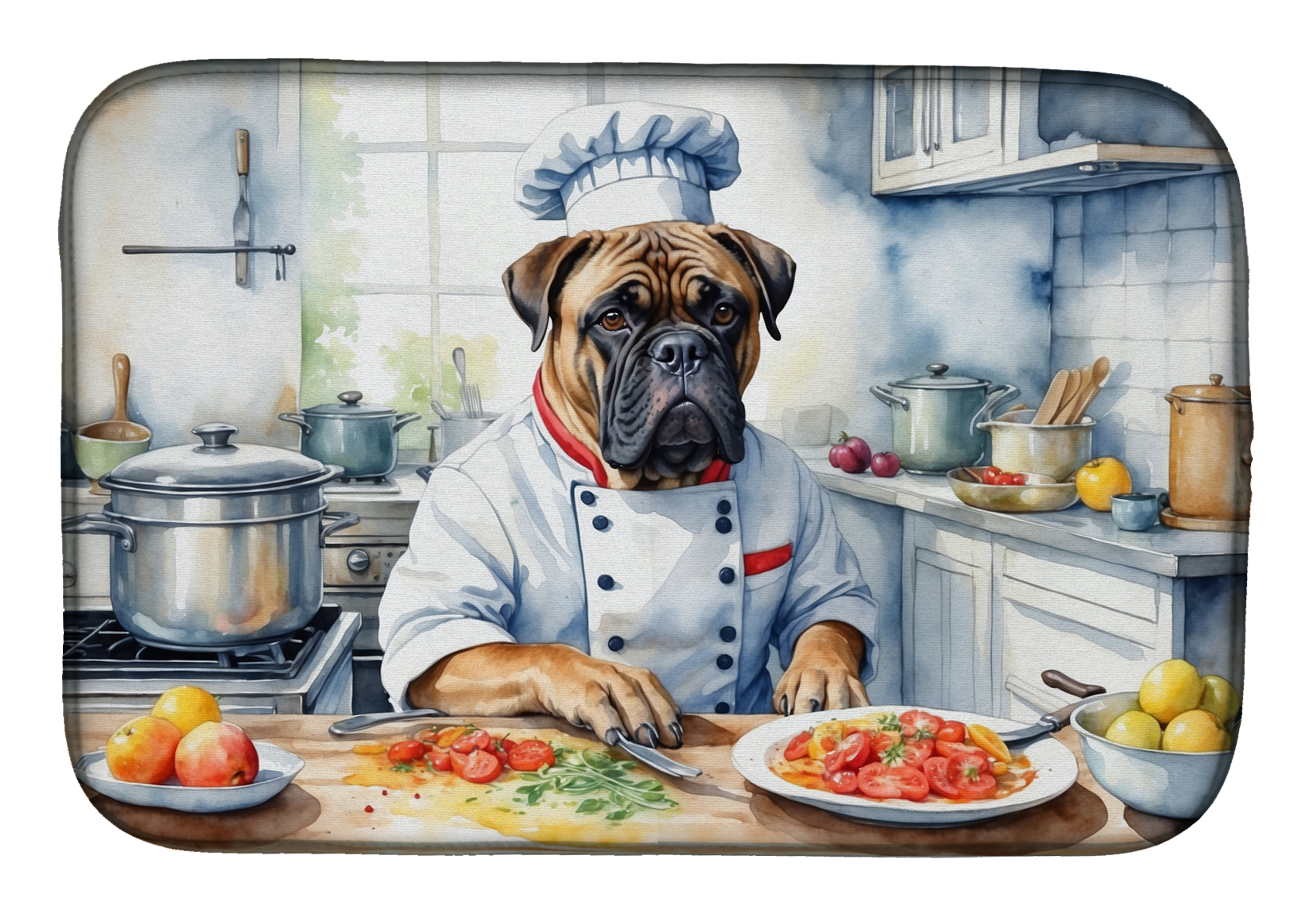 Bullmastiff The Chef Dish Drying Mat Caroline's Treasures