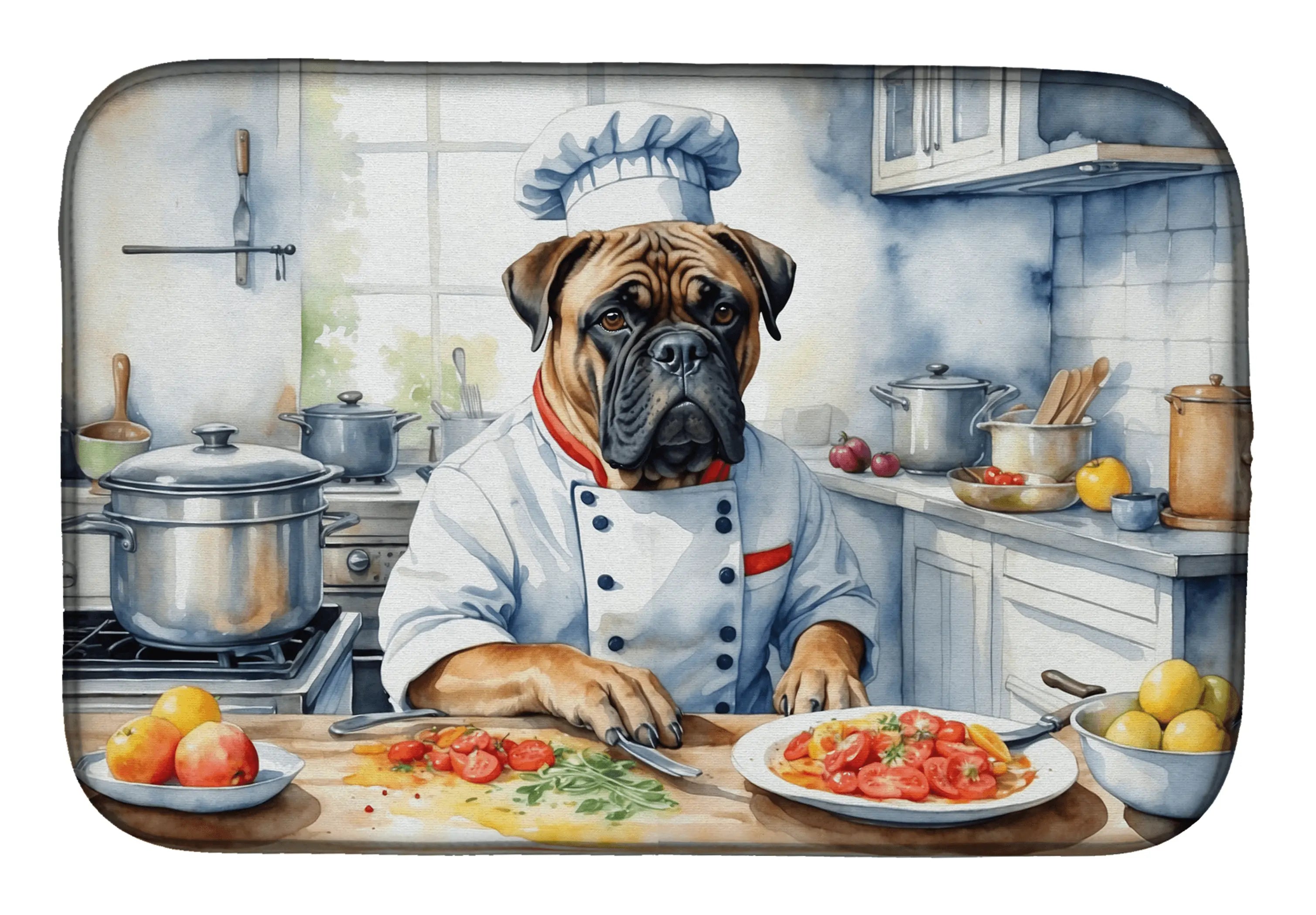 Bullmastiff The Chef Dish Drying Mat Caroline's Treasures