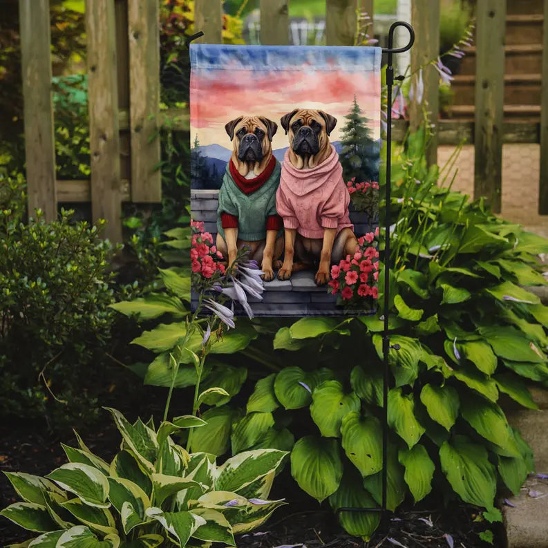 Bullmastiff Two Hearts Garden Flag Caroline's Treasures