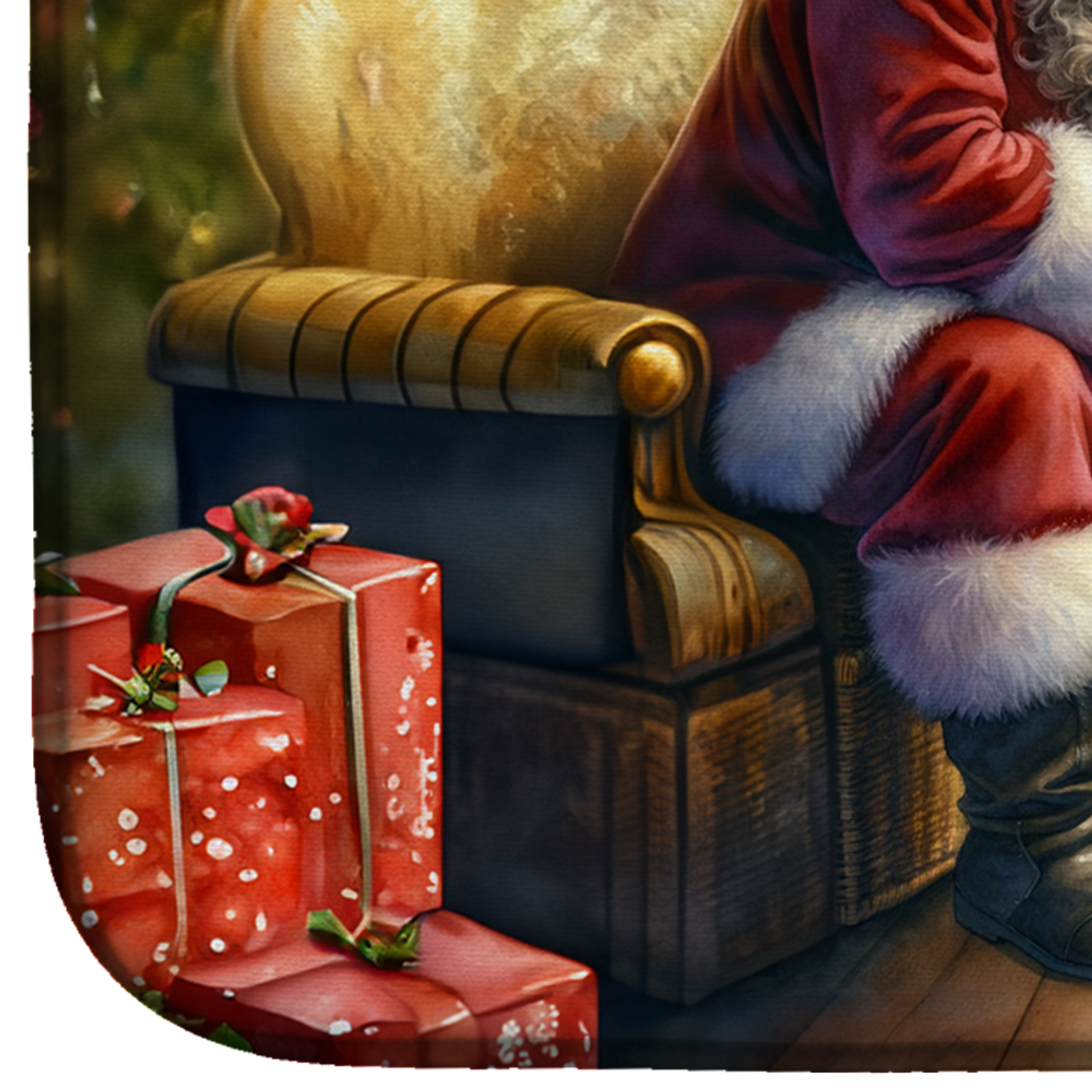 Bullmastiff and Santa Claus Dish Drying Mat Caroline's Treasures