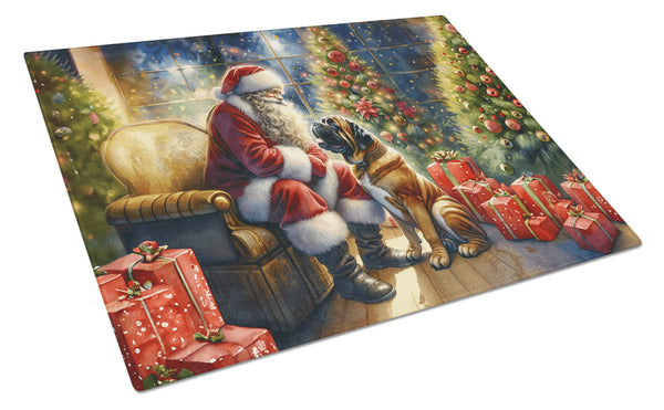 Bullmastiff and Santa Claus Glass Cutting Board Caroline's Treasures