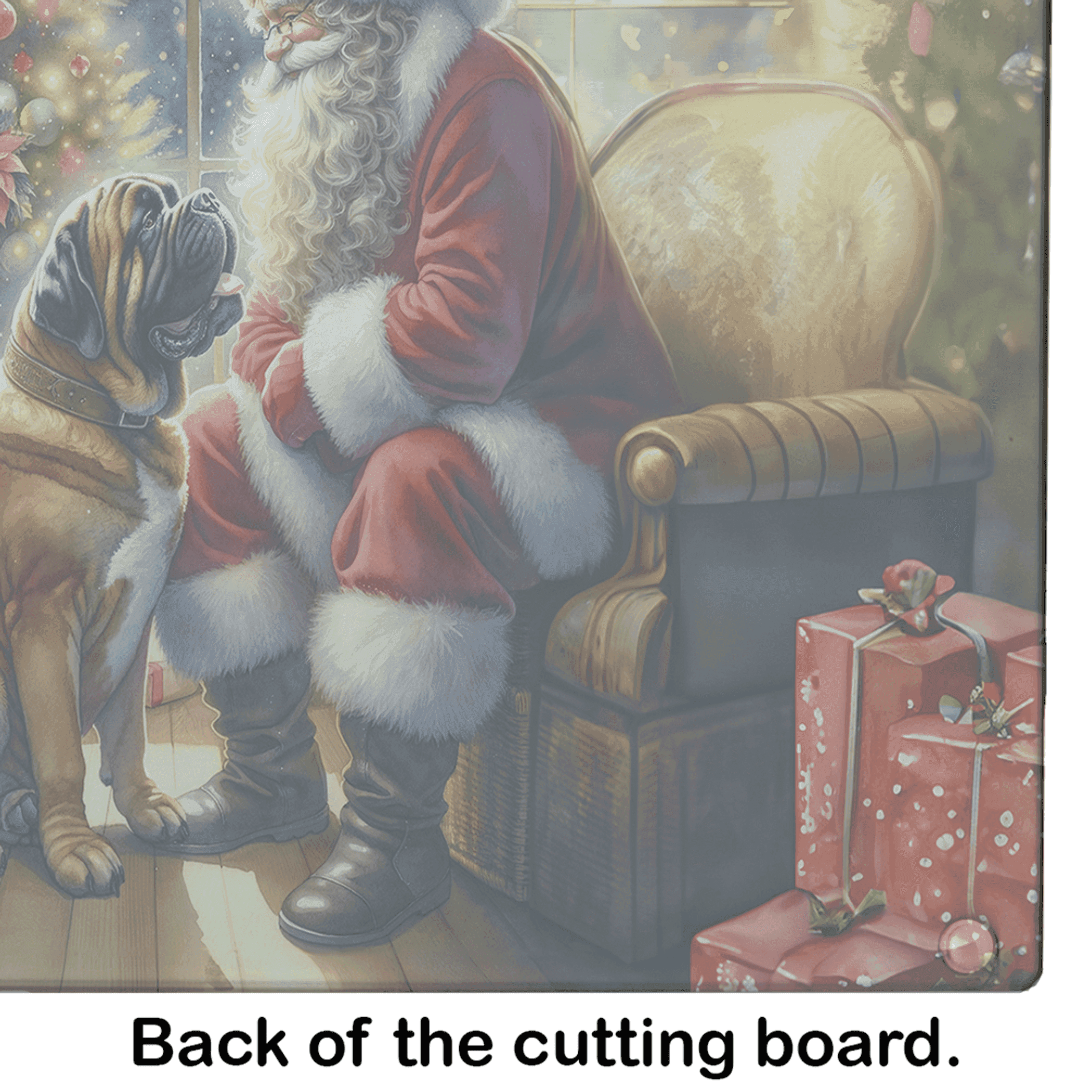 Bullmastiff and Santa Claus Glass Cutting Board Caroline's Treasures