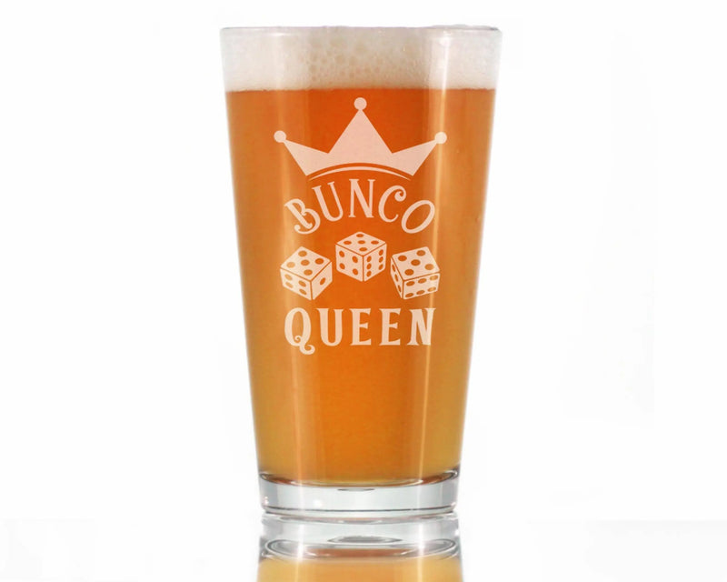 Bunco Queen Pint Glass for Beer - Bunco Gifts and Decor Bevvee