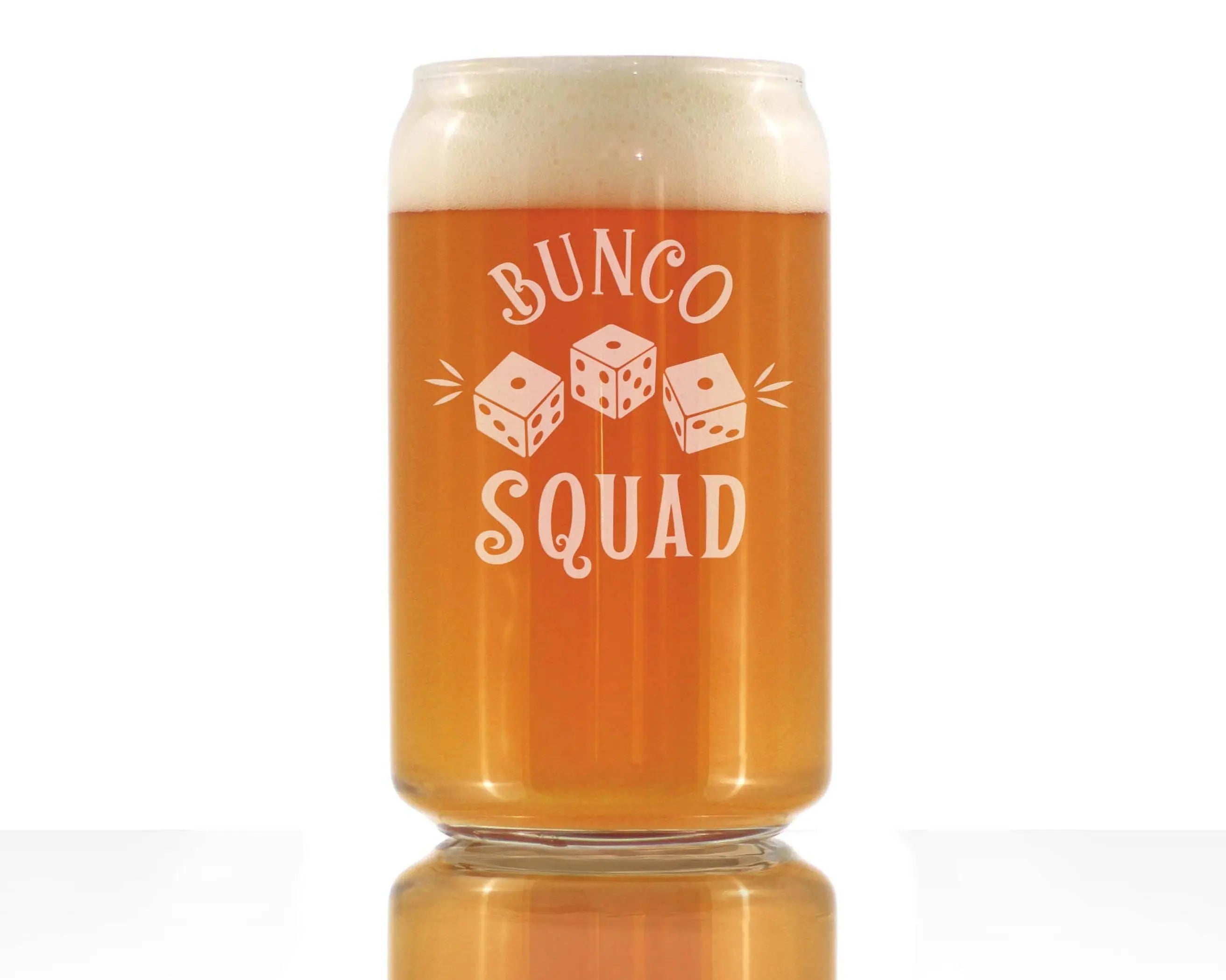 Bunco Squad Beer Can Pint Glass - Bunco Gifts and Decor Bevvee
