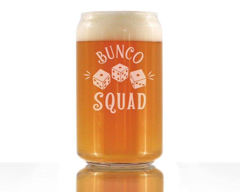 Bunco Squad Beer Can Pint Glass - Bunco Gifts and Decor Bevvee