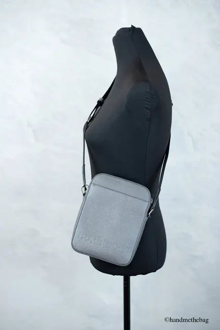 Burberry Thornton Small Grey Embossed Leather Crossbody Handbag JV Deals