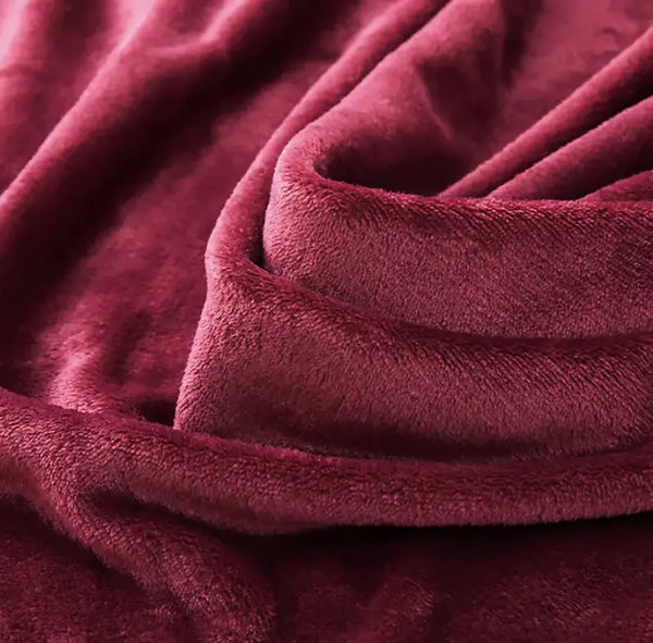 Burgundy Red Soft Plush Warm Cozy Bed Throw Flannel Blanket Home Mart Goods