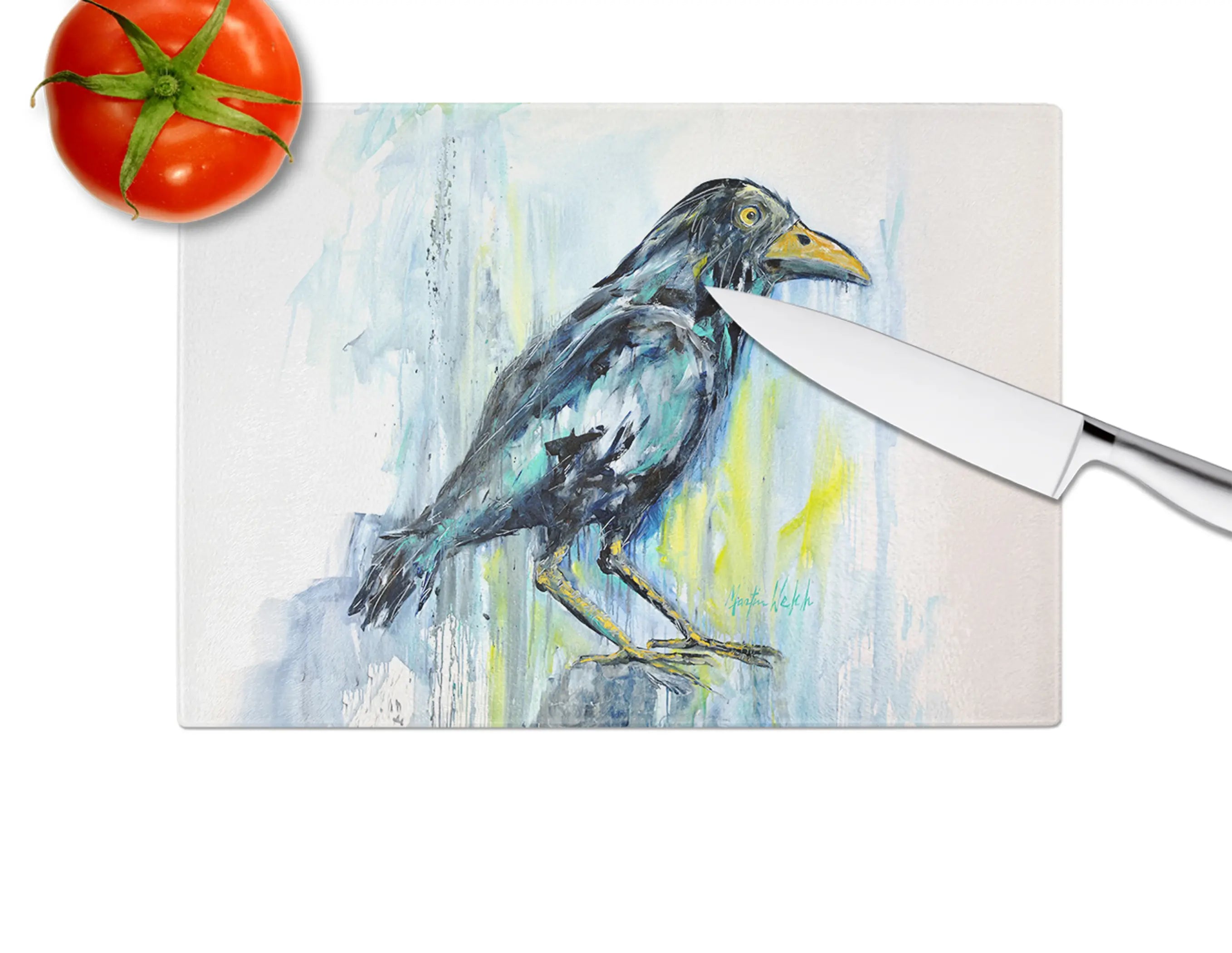 Burnt Corn Crow Glass Cutting Board Caroline's Treasures