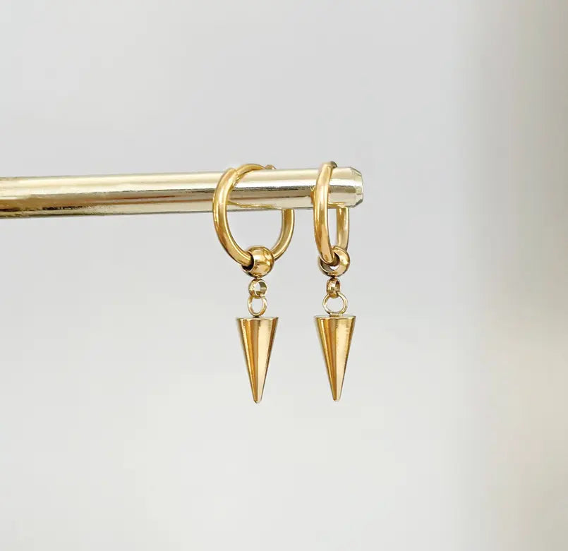 CARA GOLD DAINTY SPIKE HUGGIE EARRINGS Mai Desiree
