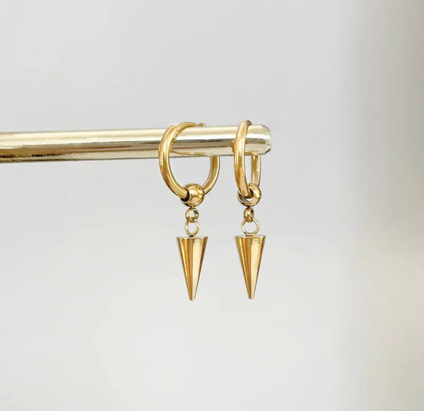 CARA GOLD DAINTY SPIKE HUGGIE EARRINGS Mai Desiree