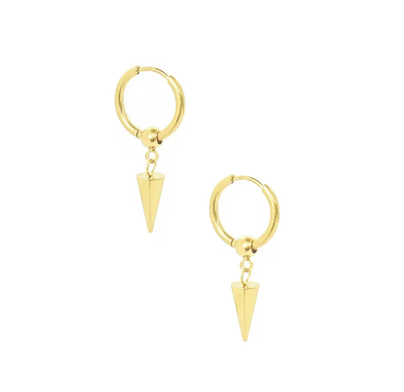 CARA GOLD DAINTY SPIKE HUGGIE EARRINGS Mai Desiree