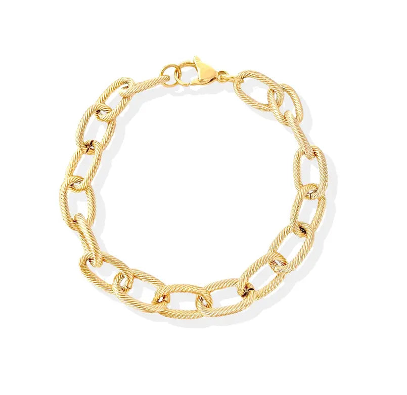 CARLY GOLD TEXTURE LINK CHAIN BRACELET Mai Desiree