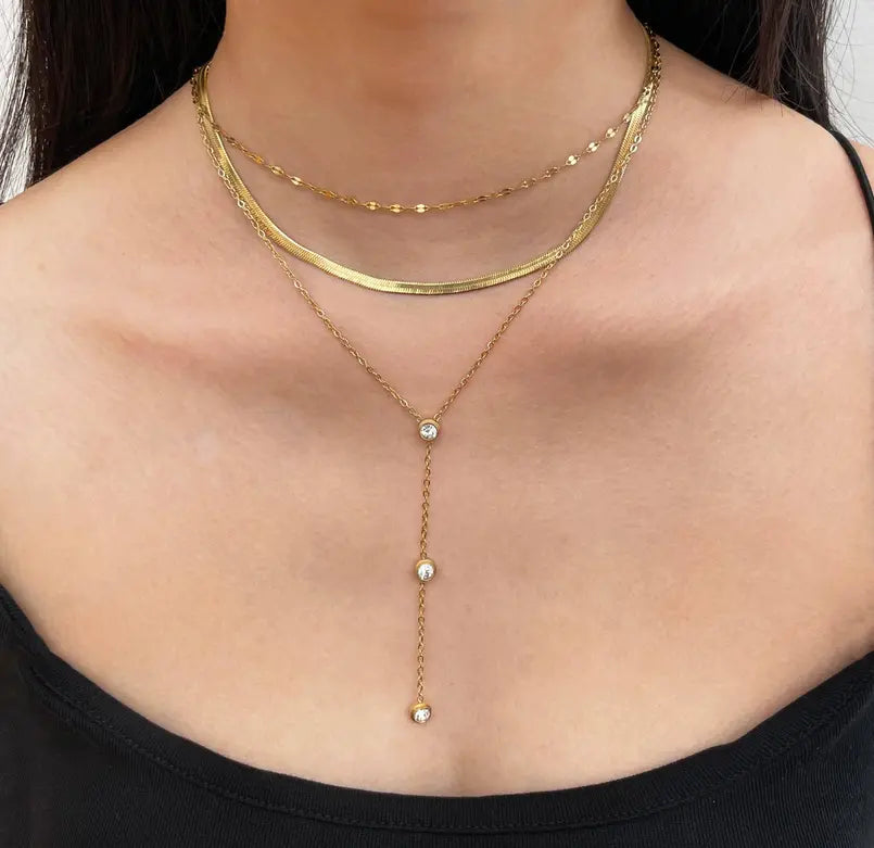 CATALINA CZ DIMAOND LARIAT CHAIN NECKLACE Mai Desiree