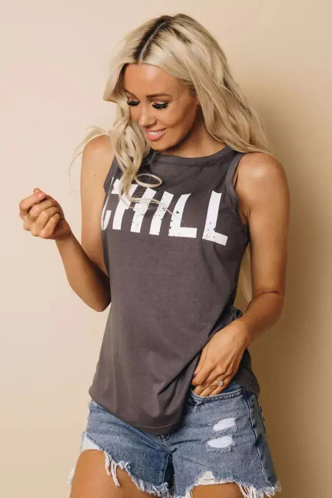 "CHILL" Printed Tank Stay Warm in Style