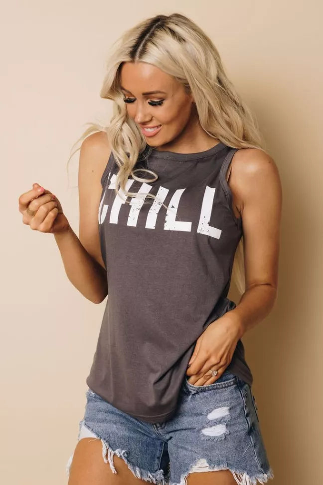 "CHILL" Printed Tank Stay Warm in Style