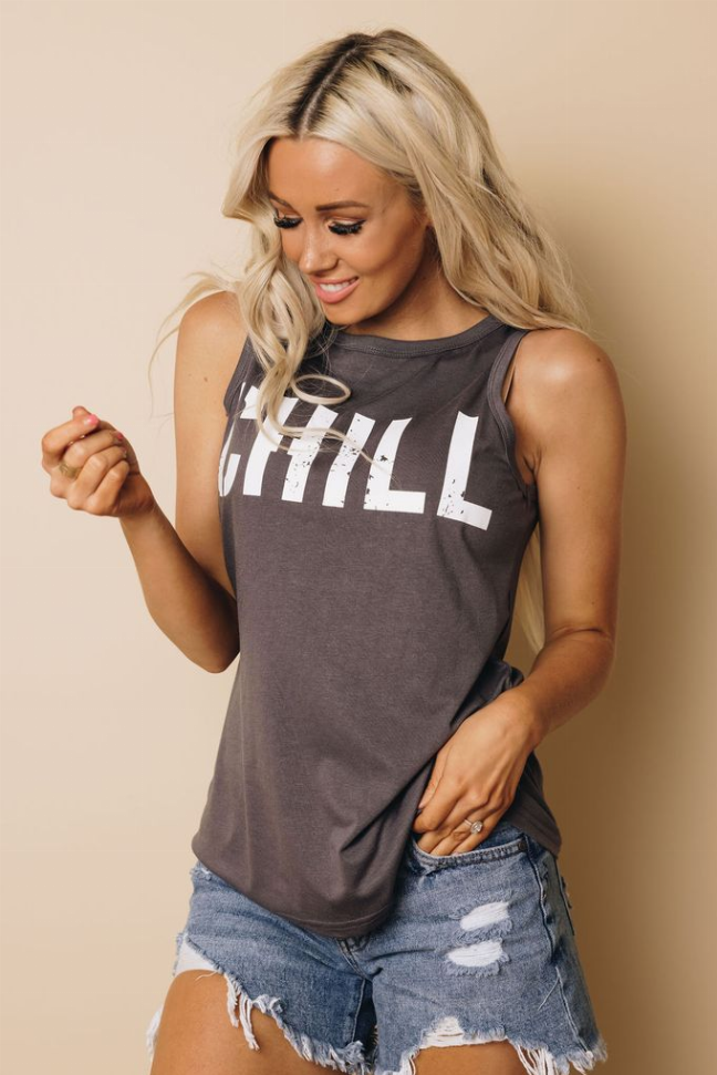 "CHILL" Printed Tank Stay Warm in Style