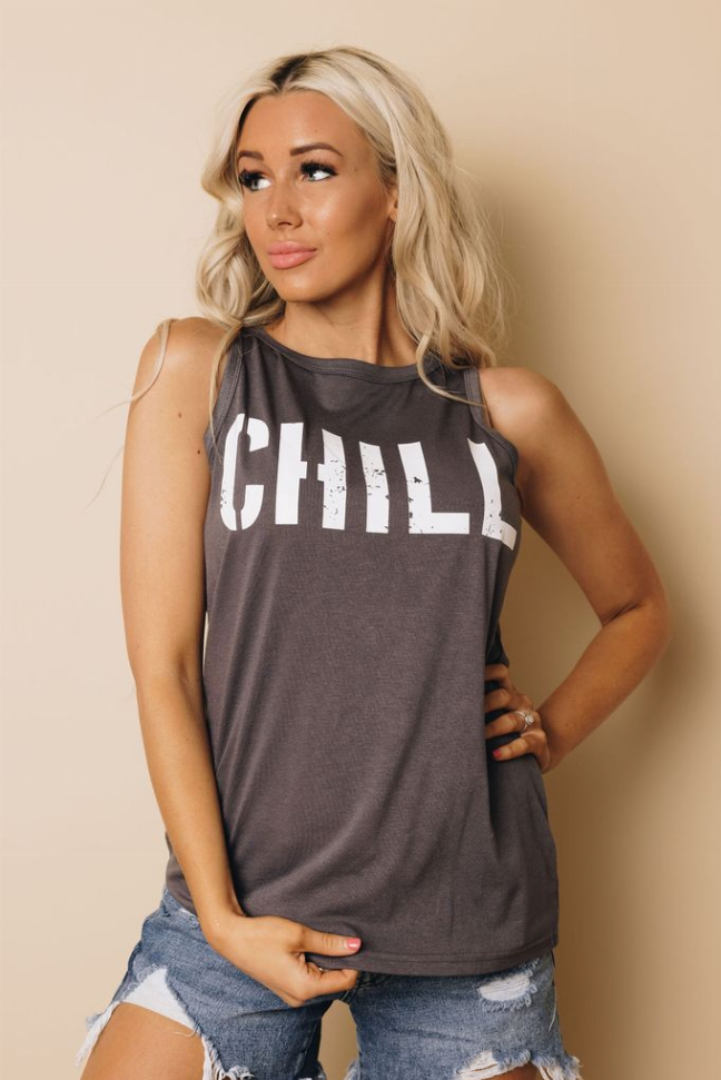 "CHILL" Printed Tank Stay Warm in Style