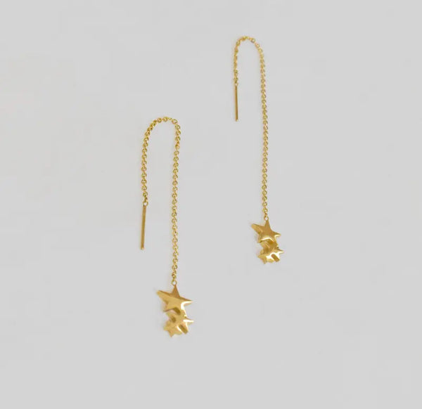 CHLOE GOLD STAR THREADER EARRINGS Mai Desiree