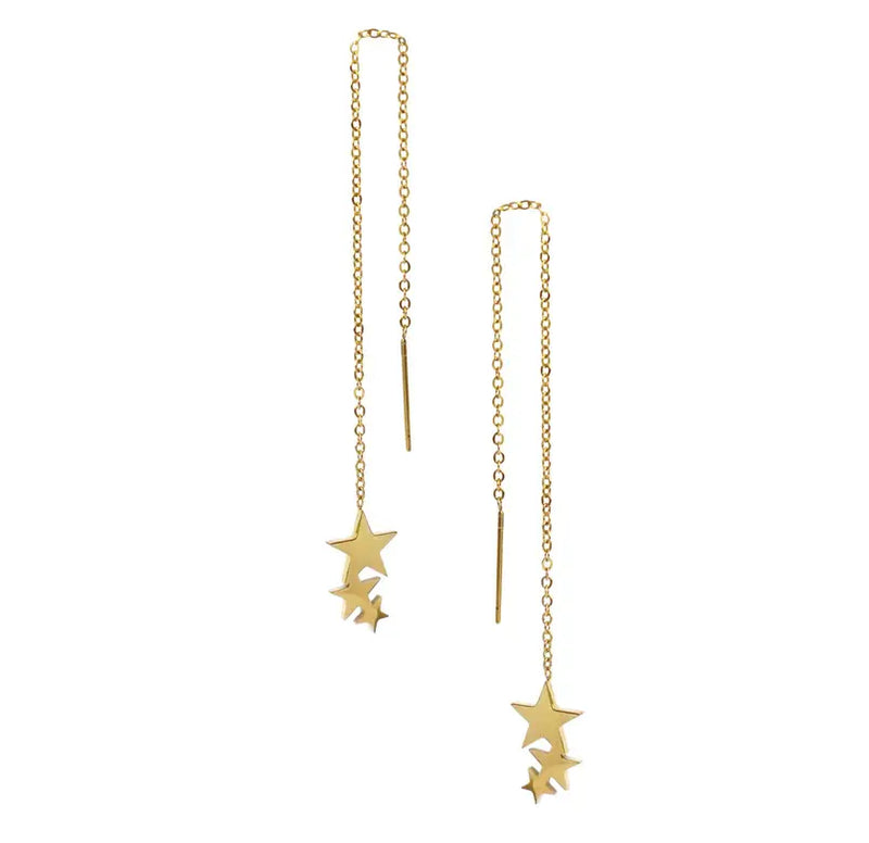 CHLOE GOLD STAR THREADER EARRINGS Mai Desiree