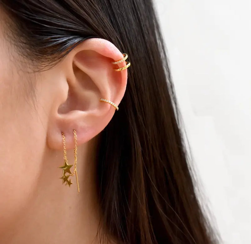 CHLOE GOLD STAR THREADER EARRINGS Mai Desiree