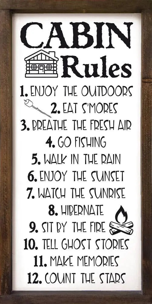 Cabin Rules Wood Sign Sawdust City