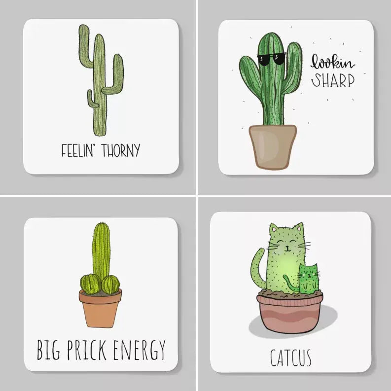 Cactus Coaster Set (4 Pieces) Black Cat Bazaar