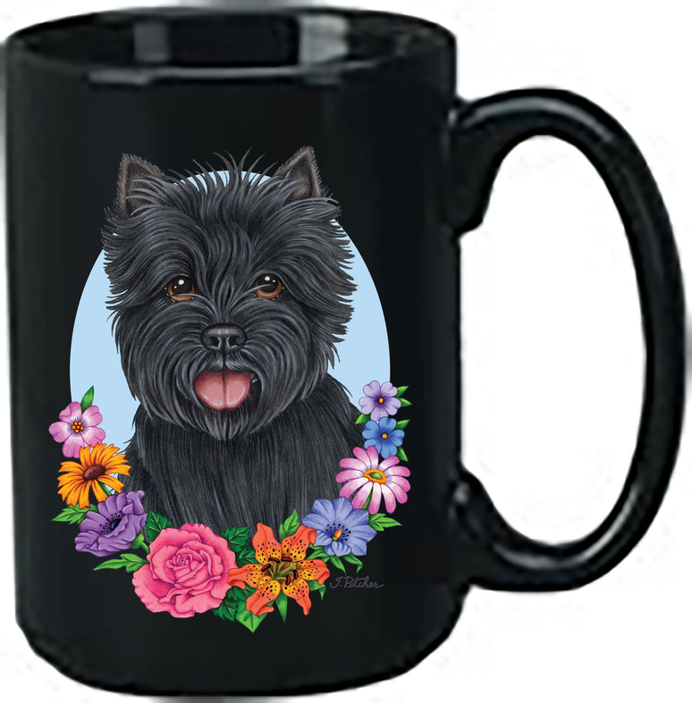 Cairn Terrier Black - Best of Breed Ceramic 15oz Coffee Black Mug Best of Breed