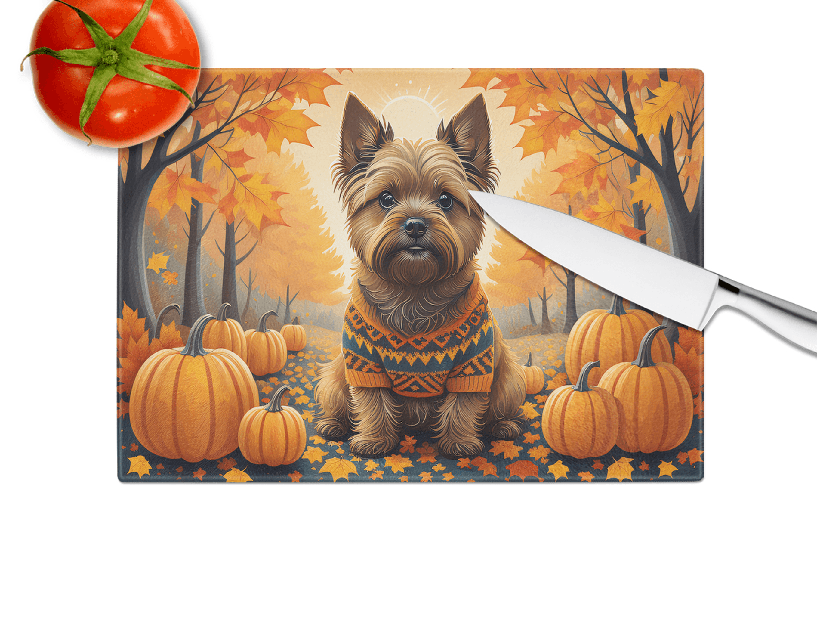 Cairn Terrier Fall Glass Cutting Board Caroline's Treasures