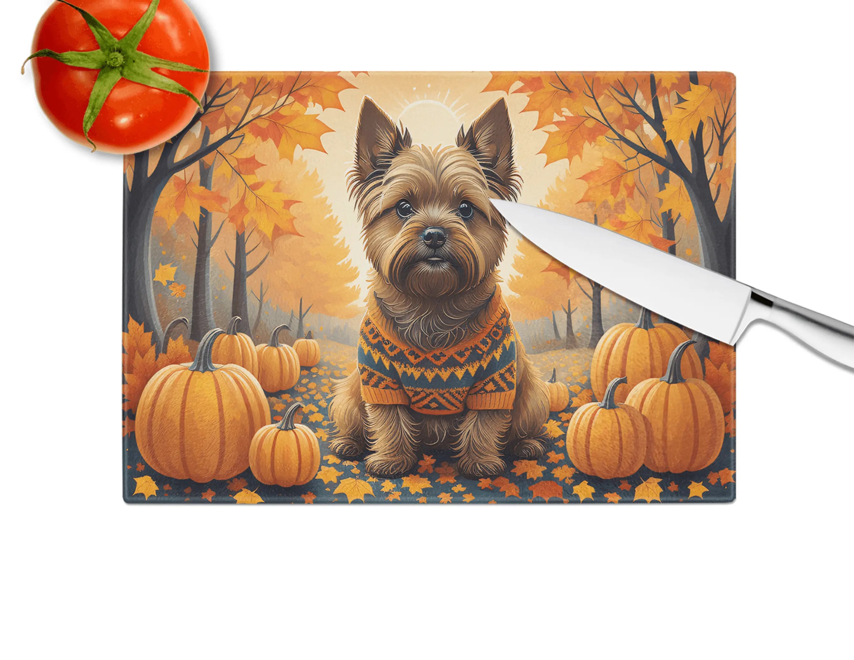 Cairn Terrier Fall Glass Cutting Board Caroline's Treasures