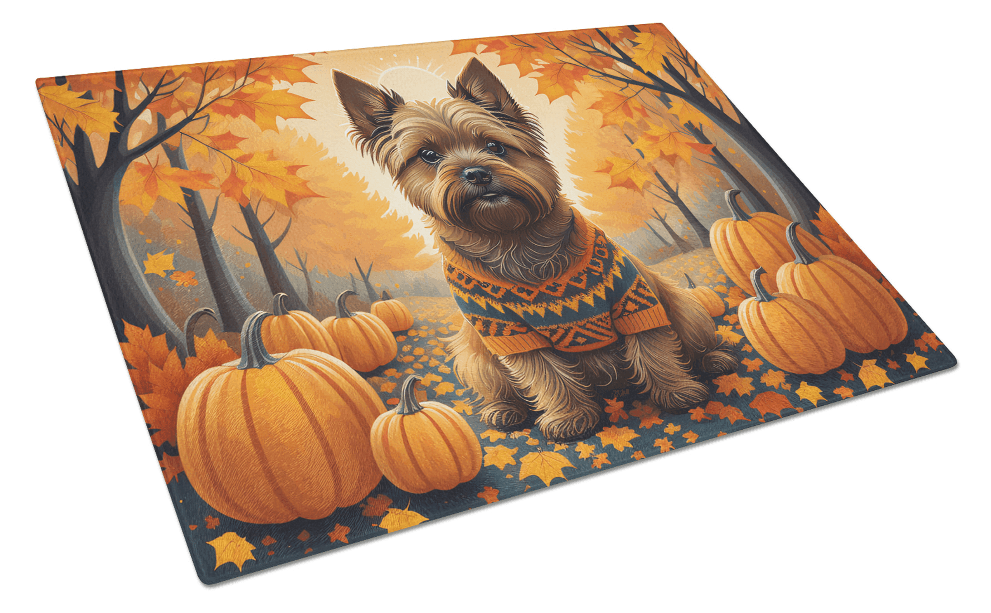 Cairn Terrier Fall Glass Cutting Board Caroline's Treasures