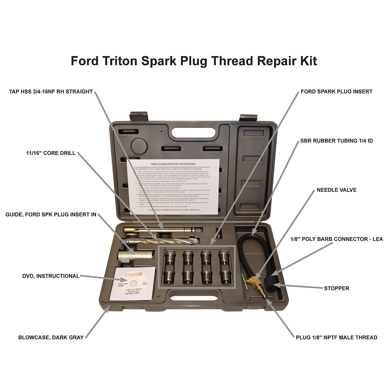 Cal-van 2 Valve Ford Triton Tool Kit - Spark Plug Thread Repair Kit CALVAN