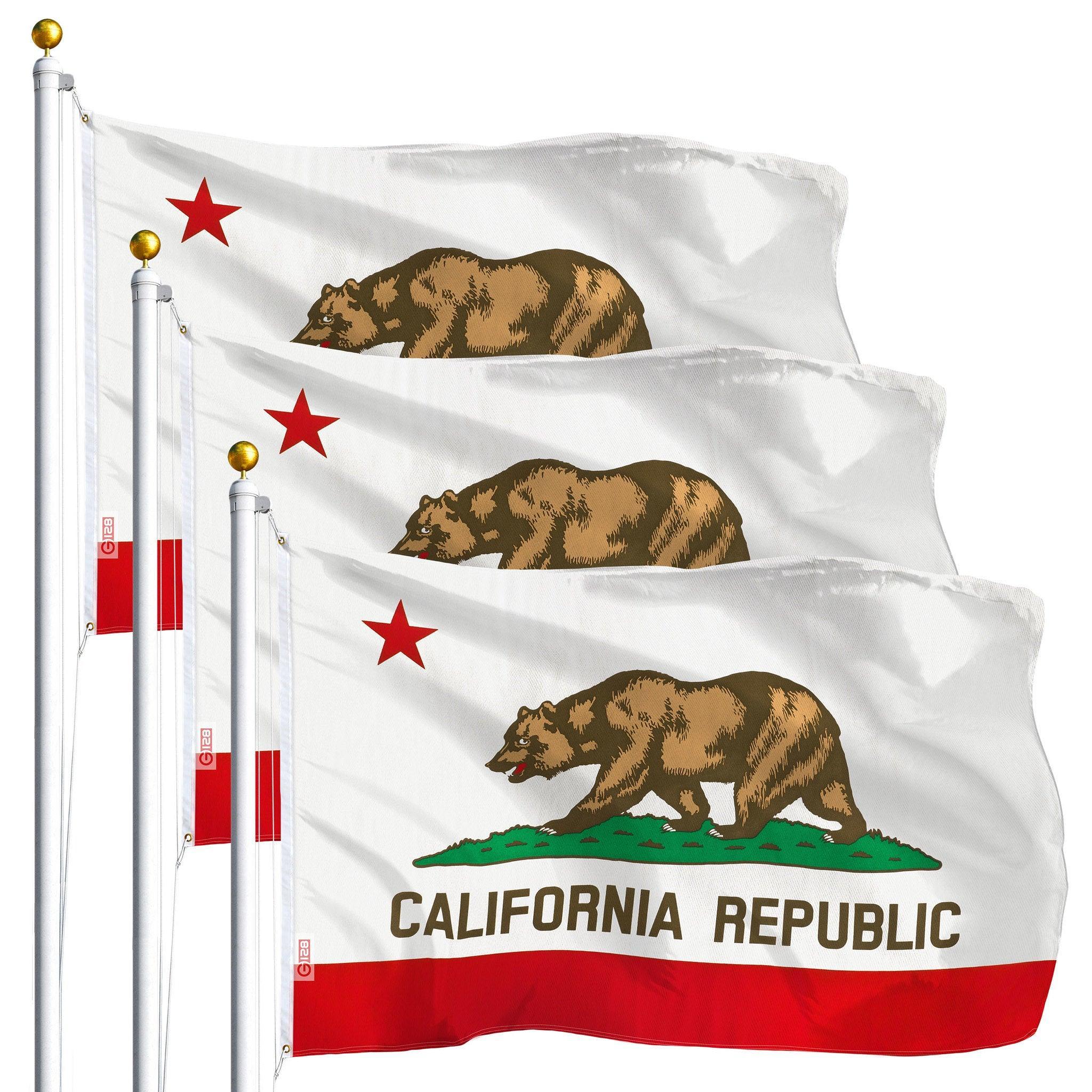 California CA State Flag 3x5 Ft 3-Pack Printed Polyester By G128 G128