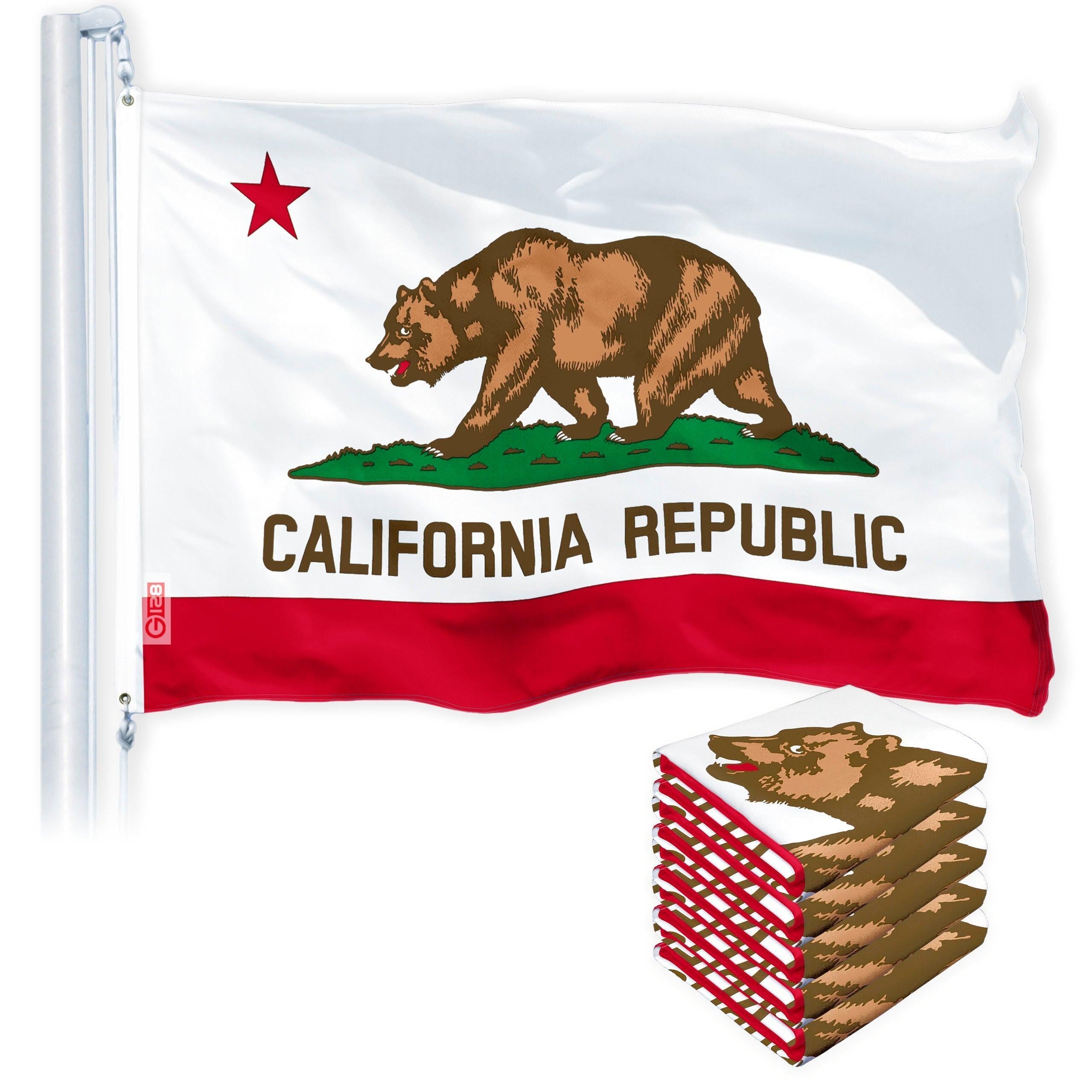 California CA State Flag 3x5 Ft 5-Pack 150D Printed Polyester By G128 G128