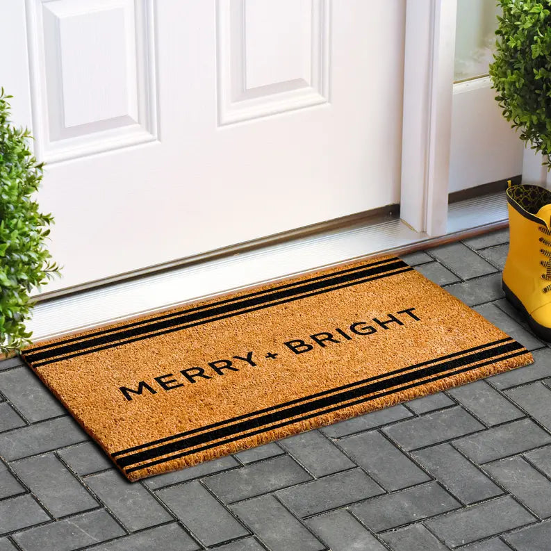 Calloway Mills Christmas French Stripe Merry + Bright Doormat Calloway Mills