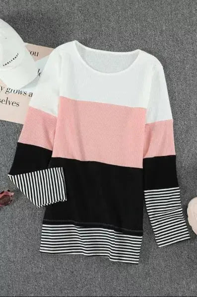 Calm Down Color Block Top Stay Warm in Style