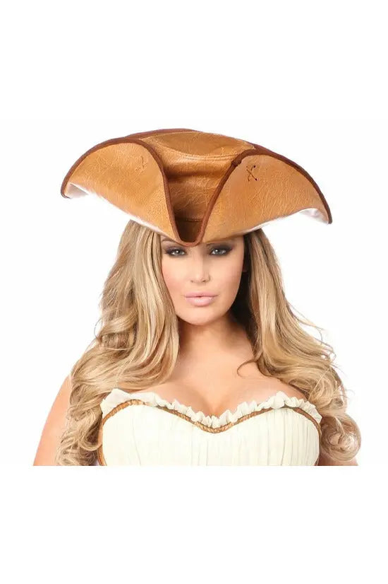 Camel Faux Leather Pirate Hat Daisy Corsets