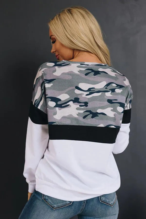 Can't See Me Camo Top Stay Warm in Style