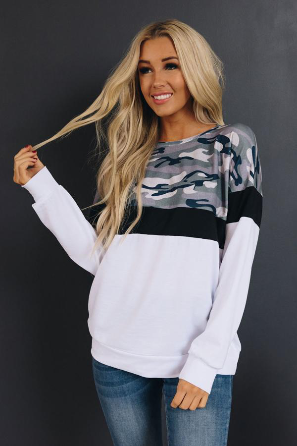 Can't See Me Camo Top Stay Warm in Style