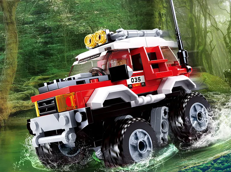 Car Club Offroad Building Brick Kit, Red (145 Pcs) Texas Toy Distribution