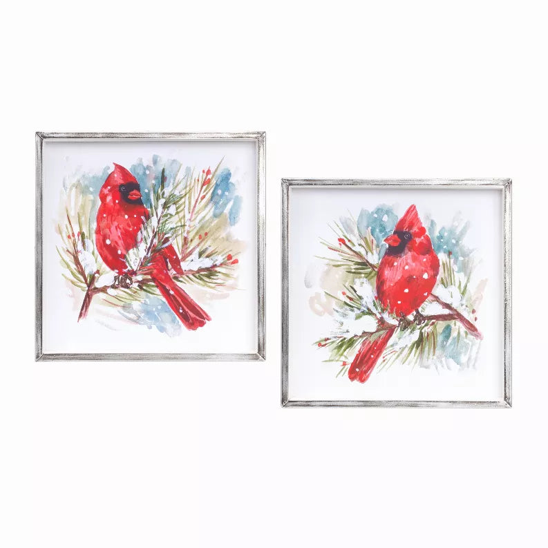 Cardinal and Pine Frame (Set of 2) 14"SQ MDF/Iron Melrose Intl.