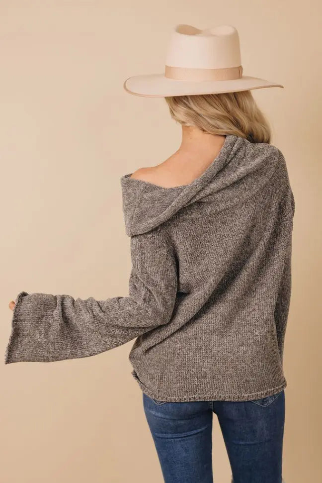 Carli Off-The-Shoulder Knit Sweater Stay Warm in Style