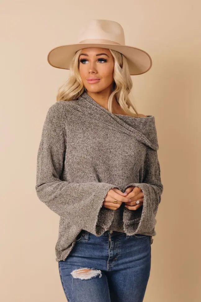 Carli Off-The-Shoulder Knit Sweater Stay Warm in Style