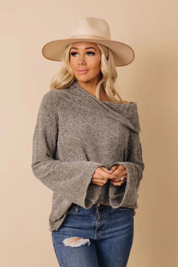 Carli Off-The-Shoulder Knit Sweater Stay Warm in Style