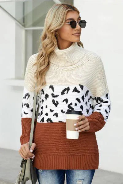 Carol Leopard Print Sweater Stay Warm in Style