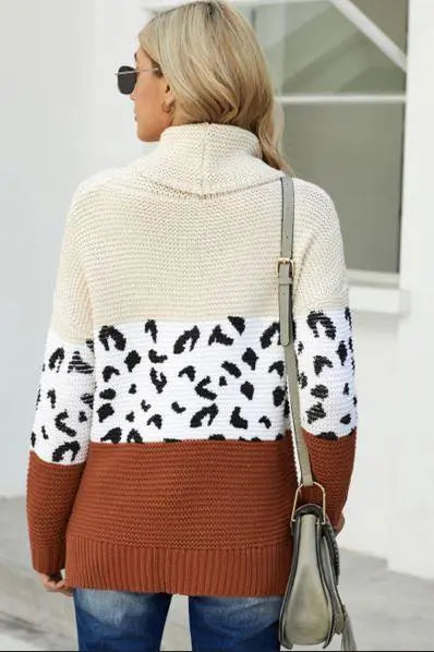 Carol Leopard Print Sweater Stay Warm in Style