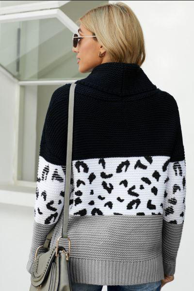 Carol Leopard Print Sweater Stay Warm in Style