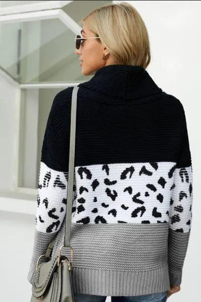 Carol Leopard Print Sweater Stay Warm in Style